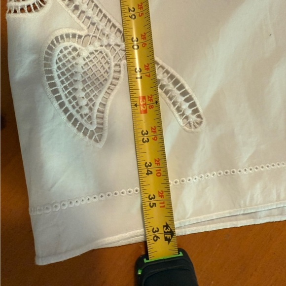 Venroy Cotton Maxi Skirt in White Sz L Floral Embroidered Side Slit Semi Sheer - Picture 15 of 15